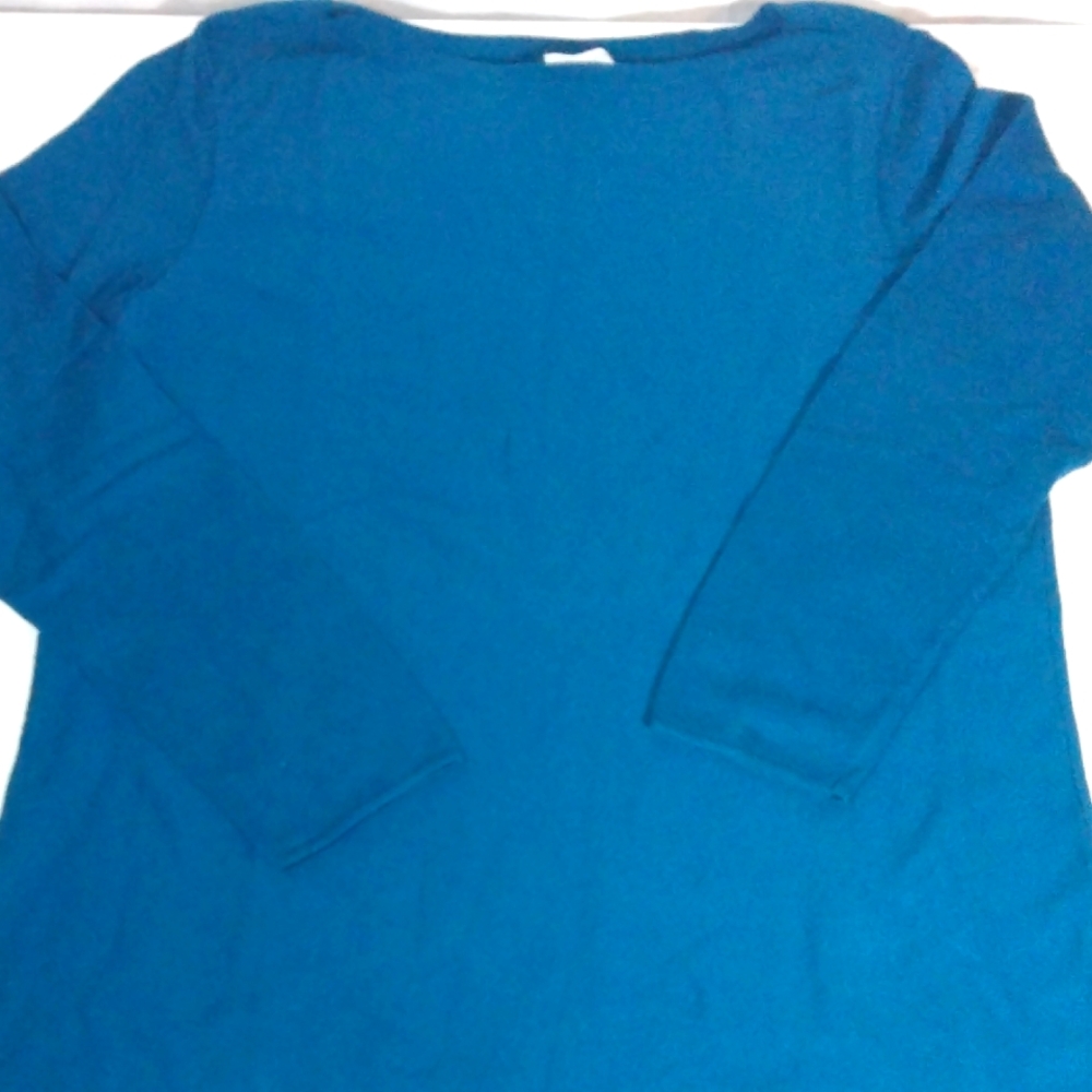 J.Jill Fine Gauge Wide Neck Women's Blue Blouse Top Size L Casual Minimalist